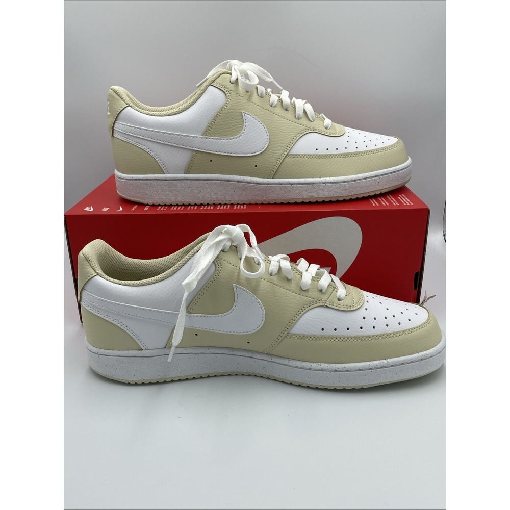 Nike Court Vision Low Light Khaki White Mens Sz 12 Athletic Shoes Sneakers NEW